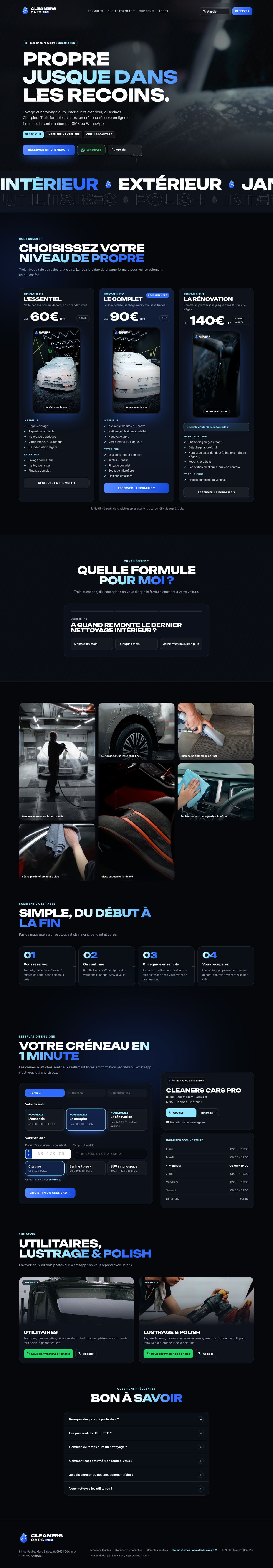 Site cleanerscarspro.fr : formules, réservation en ligne et questions fréquentes